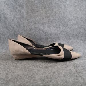 Franco Sarto Shoes Womens 7.5 Fashion Flats D'Orsay Almond Toe Slip On Low Wedge